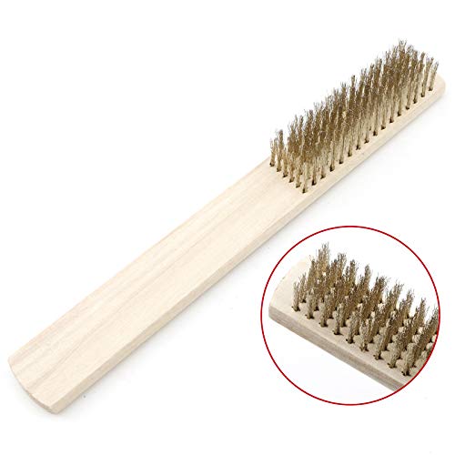 Image of 12Pcs Wire Brushes Set Heavy Duty Copper Plated Steel Wire Scratch Brush for Cleaning Rust Dust with Wood Handle (16 x 6 Lines)