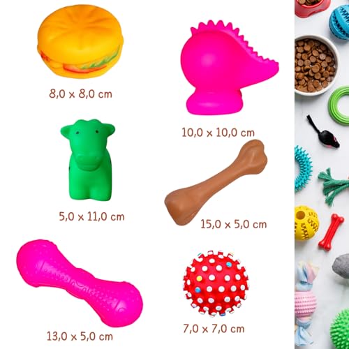 Elo Imports Kit 12 Brinquedos Sonoros de Borracha Premium para Pets - Mordedores Divertidos para Cãe