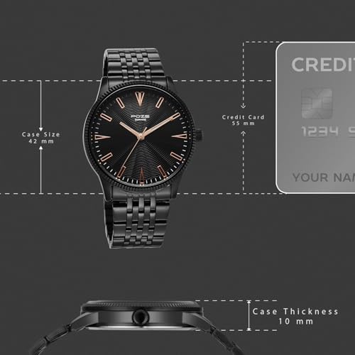 Image of Sonata Poze 8 Quartz Analog with Black Dial IP Black Stainless Steel Strap Watch for Men - SP70109NM01W