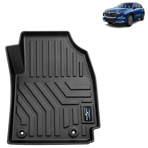 Image of KINGSWAY Accessories Custom-Fit TPE 5D Car Floor Mats Only Compatible with Maruti Suzuki Grand Vitara | Year 2022 Onwards | Set of 3 Pcs | All Weather Anti Slip Foot Mat | Black | 2 Years Warranty