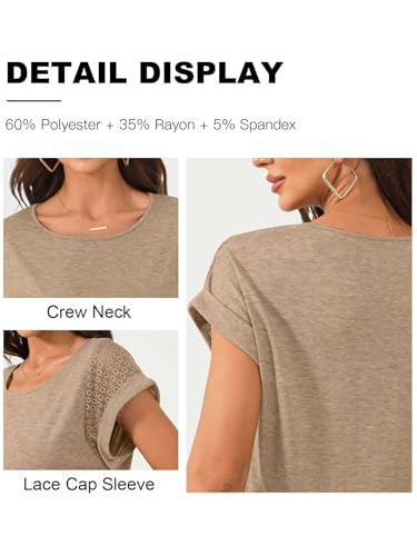 Image of Bliwov Womens Tops Lace Cap Sleeve T Shirts,Cute Trendy Casual,Beach Vacation Outfits,Summer Spring Fashion Clothes