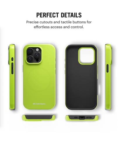 Image of DailyObjects Polycarbonate Enamel Bumper Magsafe Case For iPhone 14 Pro Max Compatible With Magsafe Wireless Charging | Lime Magnetic Back Cover