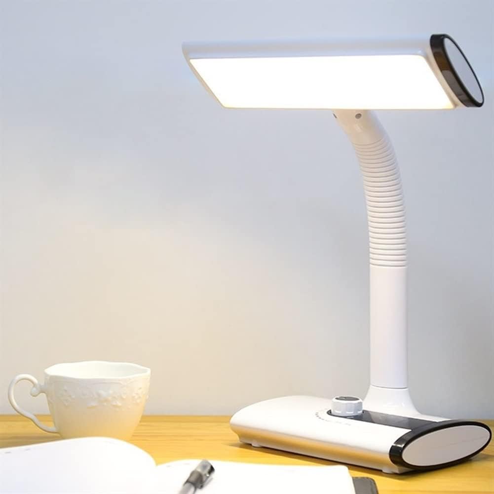Reading Lights Rechargeable LED Desk Lamp 1800 MA Eye Protection Rotating Button 3 Gears Toning Light Table Lamp for Students to Learn and Read Bedside Lamps (Color : White)