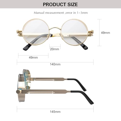 Image of PROUDDEMON Retro Gothic Steampunk Sunglasses for Women Men Round Lens Metal Frame