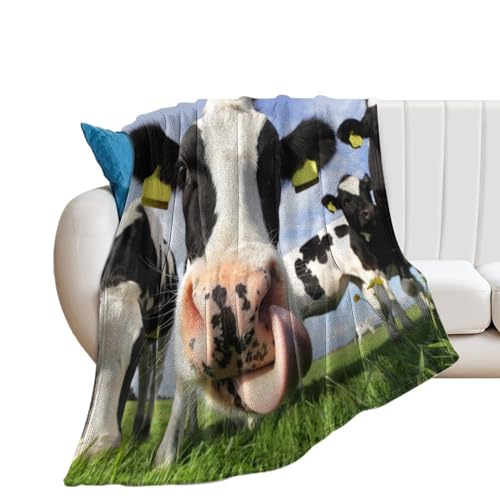 NIBABA Manta de piel de vaca para lamer la nariz, manta suave para hombres, mujeres, niños y...