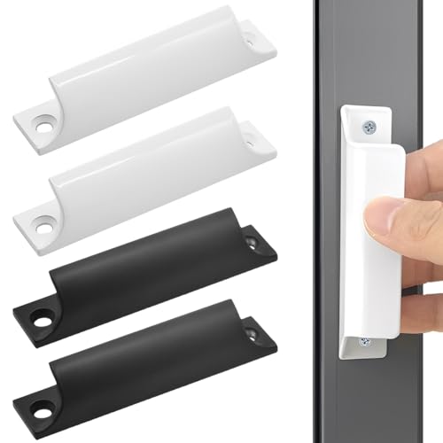 JYNVO 4 piezas: manilla con tornillo para puerta de balcón, manilla exterior para puerta de balcón, manilla de aluminio para muebles, manilla para armario, manilla para balcón