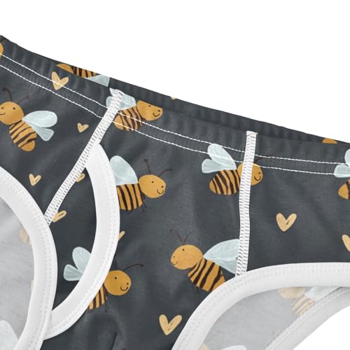Wusikd Cute Bees Boys' Underwear Cotton Hearts Boys Briefs Soft Toddler Underwear 2T4