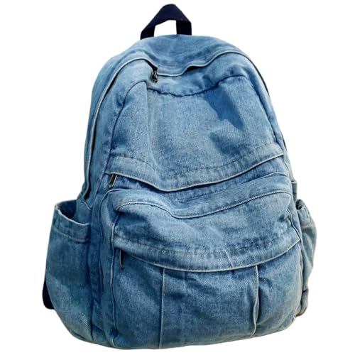 Image of MaxxCloud Vintage Denim Laptop Backpack Casual Canvas Daypack Handbag Purse Lightweight Rucksack Shoulder Bag