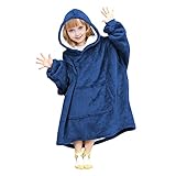 Wearable Blanket Hoodie For Kids， Oversized Sherpa Blanket Sweatshirt Super Soft Cozy Kids Wearable