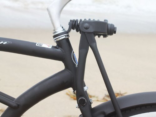 Firmstrong Urban Man Deluxe Single Speed Stretch Beach Cruiser Bicycle, 26-Inch, Matte Black/ Red Rim #TOP4