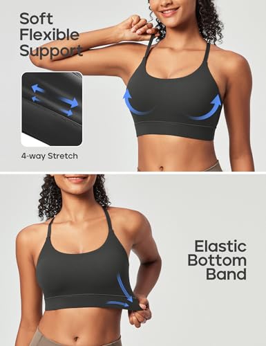 Heathyoga Sports Bras for Women Adjustable Strappy Sports Bra Y-Back Low Impact Racerback Workout Bra with Removable Pads3