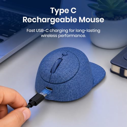 Image of Portronics Toad Cap Wireless Mouse with Bluetooth 5.0 + 2.4GHz Dual Connectivity, Adjustable DPI Upto 2400, Dynamic RGB Lighting, Type-C Rechargeable, 100g (Denim Blue)