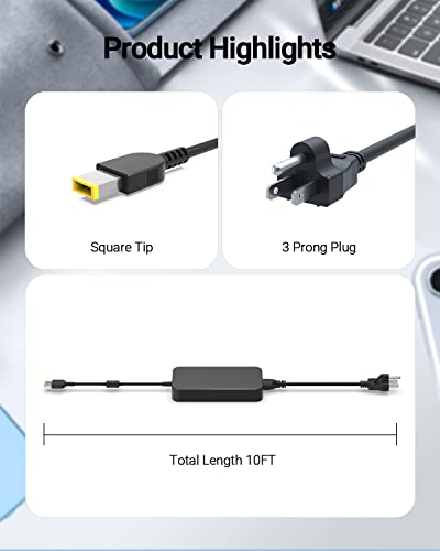 135W Charger Fit for Lenovo ThinkPad Universal Thunderbolt 3 4 Dock Gen 1 2, Ultra Pro Docking Station, Hybrid USB-C, ThinkVision X1 Gen 1 2 Monitor Laptop Power Supply Adapter Cord