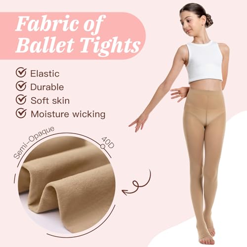 MANZI 2 Pairs Girl's Stirrup Dance Tights Convertible Transition Todder Ballet Tights 40D3