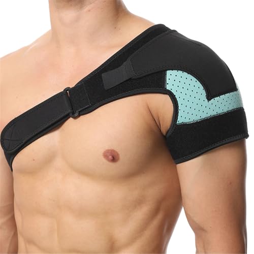IVEIQI Single Compression Rotator Cuff Shoulder Brace Elastic Adjustable Rotator Cuff Relief Brace Strong Adhesive Reusable Shoulder Compression(Green,Right shoulder)