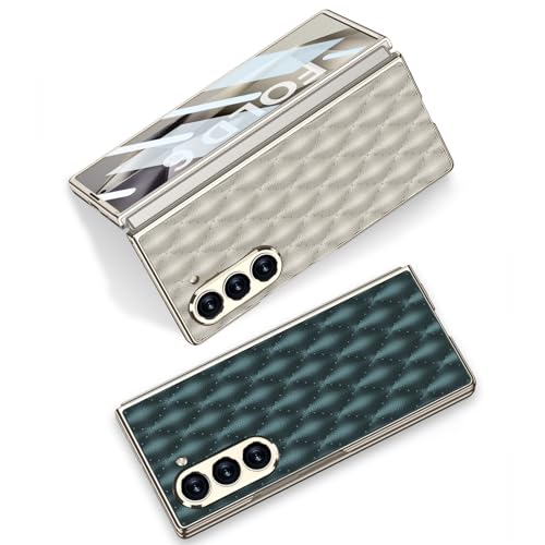 Coque pour Samsung Galaxy Z Fold6 antichoc étui cuir mince léger avec vitre écran gris clair