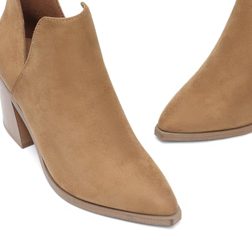 DREAM PAIRS Women's Ankle Boots Chunky Heel Pointed Toe Short Booties Shoes4