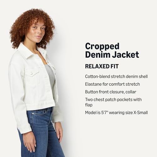 Image of Amazon Essentials Women's Low Stretch Relaxed-Fit Cropped Denim Jacket