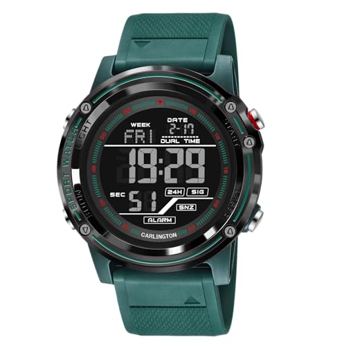 Image of Carlington Velocity Series Analog-Digital Sports Watches for Men and Boys with Alarm, Stopwatch, Backlit Display, Dualtime, Silicone Rubber Strap, Water & Shock Resiatant - CT 8125