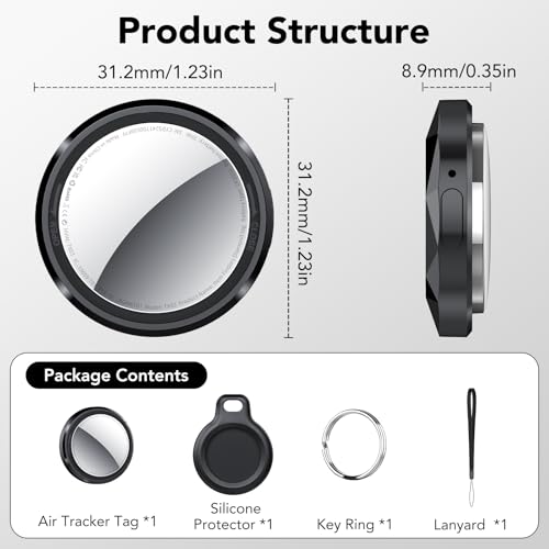 Air Tracker Tag Schlüsselfinder 4er Pack, Koffer Tracker Kompatibel mit Apple Wo ist? APP (Nur iOS), Bluetooth Key Finder für Gepäck/Taschen/Koffer/Brieftasche, Smart KeyFinder, Austauschbarer Akku