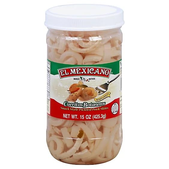 Pickled Pork Skins in Brine (Cueritos Botaneros) 15 Oz (Pack of 6)
