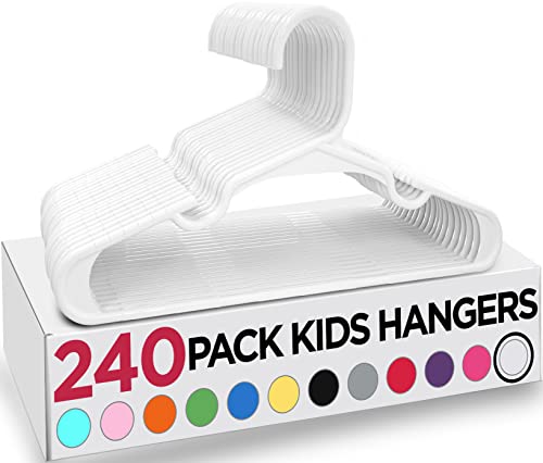 Image of Utopia Home 240 Pack Kids Hangers - 11.5 Inch Plastic Baby Hangers for Closet - Ideal for Everyday Standard Use (White)