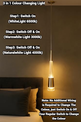 Image of FILLISKA 3 in1 Colour Changing LED Luxurious Hanging /Pendant Light (FrenchGold-MX80)