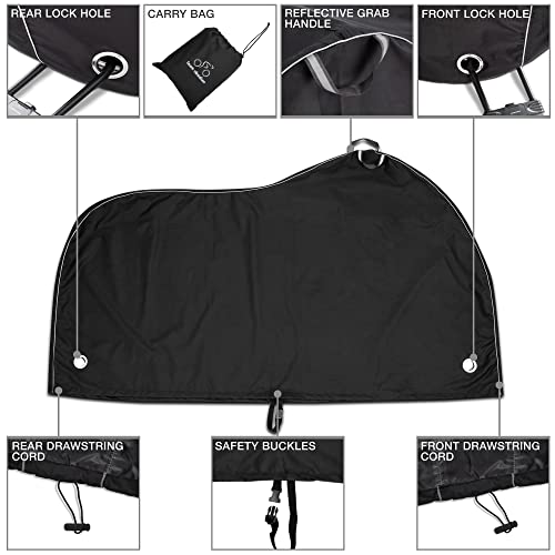 TeamObsidian Bike Cover - Waterproof Outdoor & Indoor Bicycle Storage For 2 Bikes - Heavy Duty Ripstop 210D Tent Material - Stationary Electric Bike Protection for All Seasons - Thumbnail 4