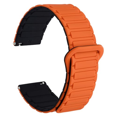 WOCCI 22mm Magnetic Silicone Watch Band, Tactile Ridged Texture, Quick