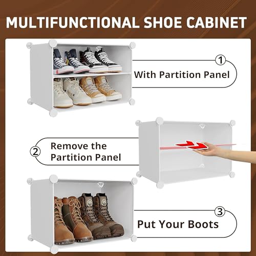 Image of Zemic Plastic Shoe Rack for Home | ๐-๐๐จ๐จ๐ซ ๐๐-๐๐ก๐๐ฅ๐ Shoe Organizer with Doors ๐๐๐ ๐ง๐๐ญ๐ฌ for Heels, Boots, Slippers Chappal Sandal Shoe Stand | DIY Multiuse ๐๐ก๐ข๐ญ๐ Storage Rack