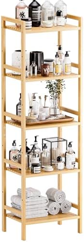 HITNET Estantería de Bambú, Estantería de Baño de 5 Niveles con E...