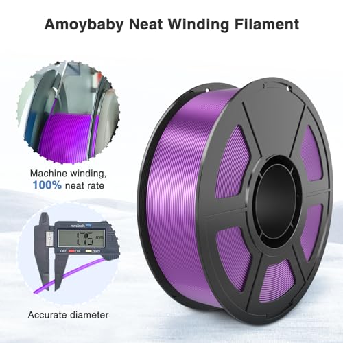 Image of Silk Purple PLA Filament 1.75mm 1kg(2.2lbs), High Speed Shiny 3D Printer Filament PLA Design for Fast Printing, Low Warp & Clog-Free, Dimensional Accuracy + /- 0.03mm, Fits for FDM 3D Printers