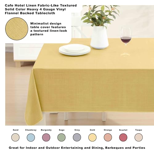 Lintex Cafe Hotel Linen Look Vinyl Flannel Backed Tablecloth, Heavyweight 4 Gauge, 60 x 120 Inch Rectangle, Yellow Indoor Outdoor Waterproof Wipe Clean Table Cover by Lintex - Used condition - Image 4