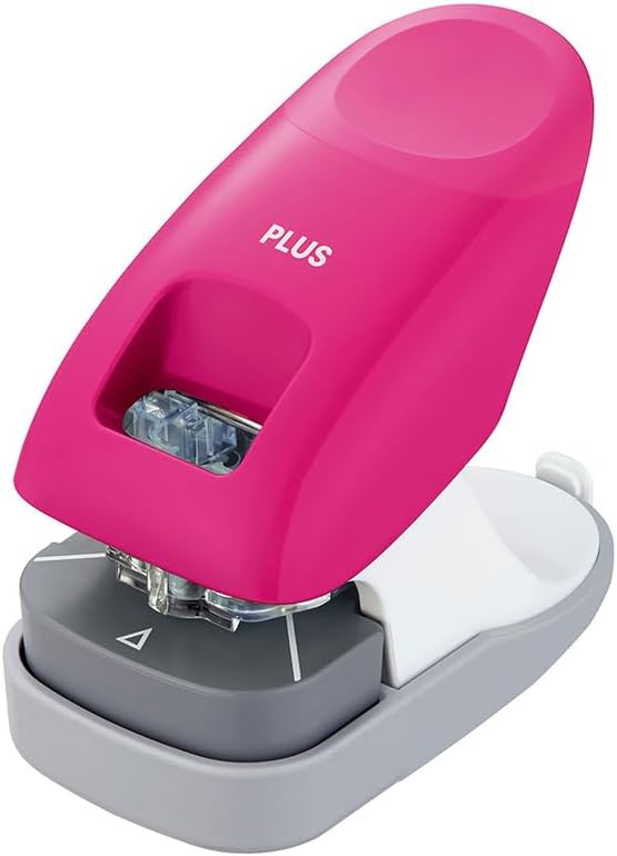 Plus Japan, Staple-Free Stapler Desktop Model Pink, 10 Sheet Capacity, 1 Piece Pack (1 x 1 Stapler)