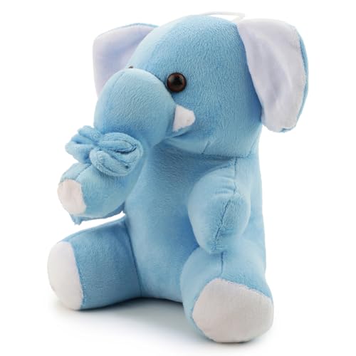 Image of Soft Light Blue Elephant Stuffed Plush Toy for Babies, Toddlers & Children Safe, Lightweight & Easy to Clean (28 CM)