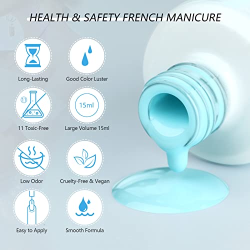 Saviland 15Ml French Gel Nail Polish - 1Pc Spring Summer Light Blue Color Soak-Off U V Led Gel Polish Nail Art French Manicure Starter Gel For Professional Nail Salon & Diy At Home #TOP4