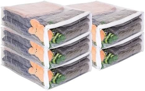 Set Of 5 Clear Vinyl Zippered Storage Bags - 11" X 15" X 4" Each