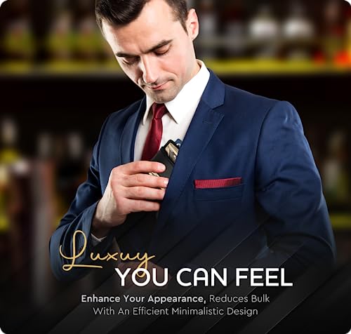 Money Clip Leather Wallet For Men Slim Front Pocket RFID Blocking with Super Strong Magnetic