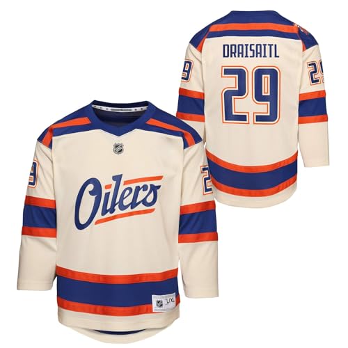 Outerstuff Leon Draisaitl #29 Edmonton Oilers Youth Boys Player Replica Jersey - (8-20) (US Alpha Small Medium Regular Alternate - Light Beige)