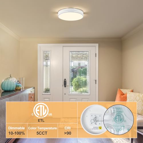 Peblto Modern Dimmable LED Flush Mount Ceiling Light, 2700K-6000K Selectable Round Close to Ceiling Lighting Fixtures, Metal Minimalist White Ceiling Lamp for Bedroom, Kitchen, Hallway, Living Room by Peblto - Image 2