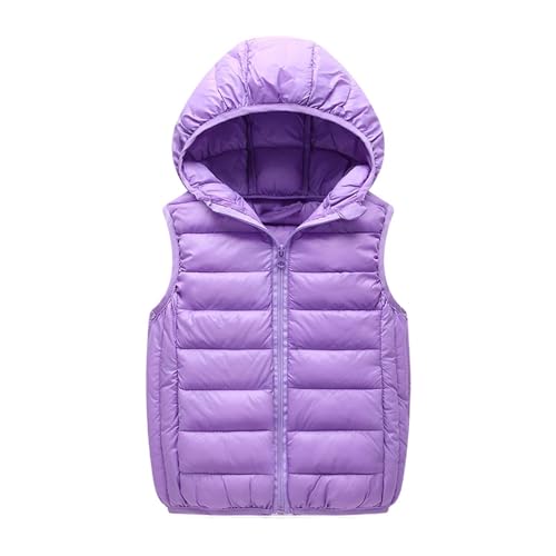 Ayolanni girls winter coat size 8 Puffer Vest for Girls Fashion Zip up Sleeveless Hooded Jacket with Pocket Youth Fall Jackets Warm Kid Winter Clothes Purple 11 Years