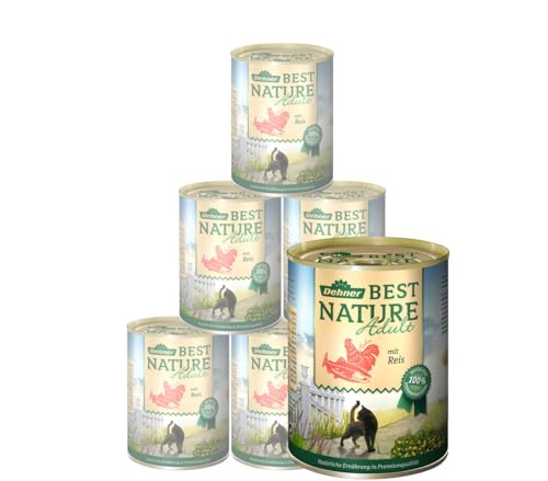Dehner Best Nature Katzenfutter Adult, Lachs und Huhn mit Reis, 6 x 400 g (2.4 kg)