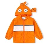 YOUNGER TREE Toddler Baby Boy Girl Raincoat Cute Cartoon Hoodie Zipper Coat Outfit (Fish, 24 Months)