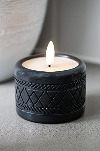 3D Flickering Flameless Led Candle With Holder - Vanilla Scented Flickering Decorative Wax Candle - Long Lasting, Battery Operated Led Electric Fake Tealight Candle With Timer - 3 Inches #TOP3