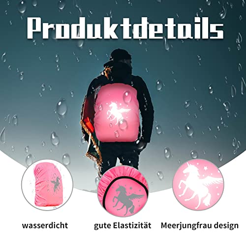 Lot de 2 cartables licorne - Protection contre la pluie - Sac à dos - Housse de pluie - Sac d'écolier - Réflecteur - Sac à dos - Protection de sac à dos - Camping - Randonnée, Rose – vue 5