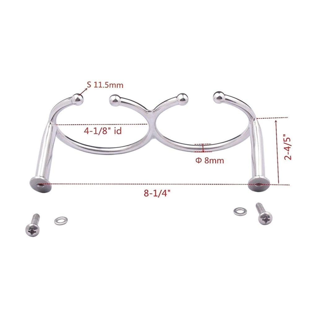 Portabicchieri Ad Anello Doppio In Acciaio Inox 316 Lucidato Compatibile Con Barca Rv Camper