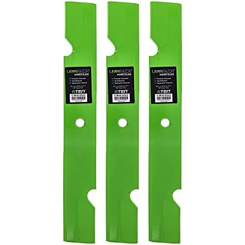 8TEN LawnRAZOR Blade Set for Cub Cadet MTD G1752 H1952 1652G 00050125 Ferris 5101756S 52 Inch (Notched High Lift) 3 Pack