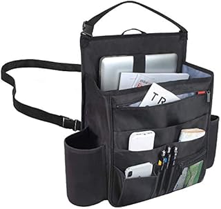 Luxja Car Seat Storage Organiser, Car Seat Organiser Front, Car Seat Back Storage Bag with Laptop & Tablet Storage, Black