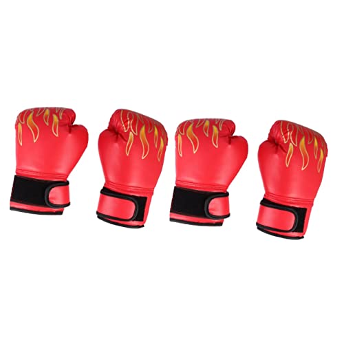 Gants de boxe pour garçons et filles BESPORTBLE en PU à motif flamme, lot de 2 paires