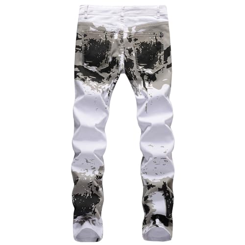 Fashion Trend Men's Elastic Slim Elastic Waist Small Straight Leg Pant Distressed Destroyed Y2k Hip Hop Trousers3